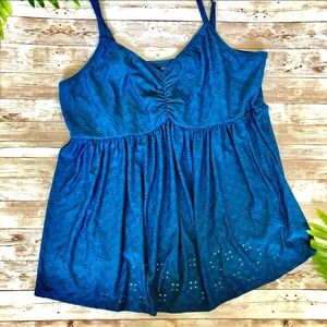 NWOT Torrid Blue Eyelet Fit and Flare Peplum Babydoll Top